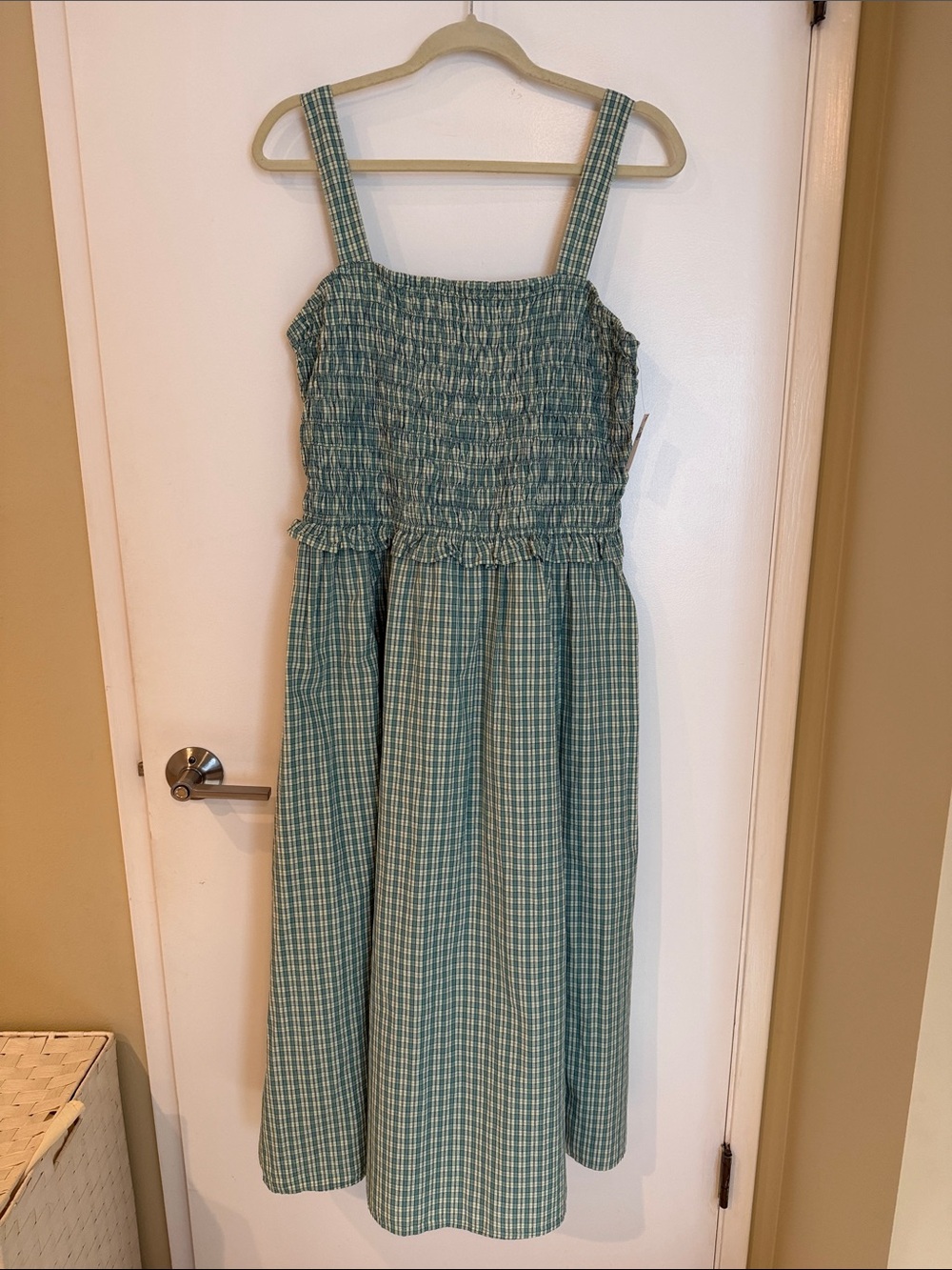NEW OLD NAVY Green Check Smocked Sundress